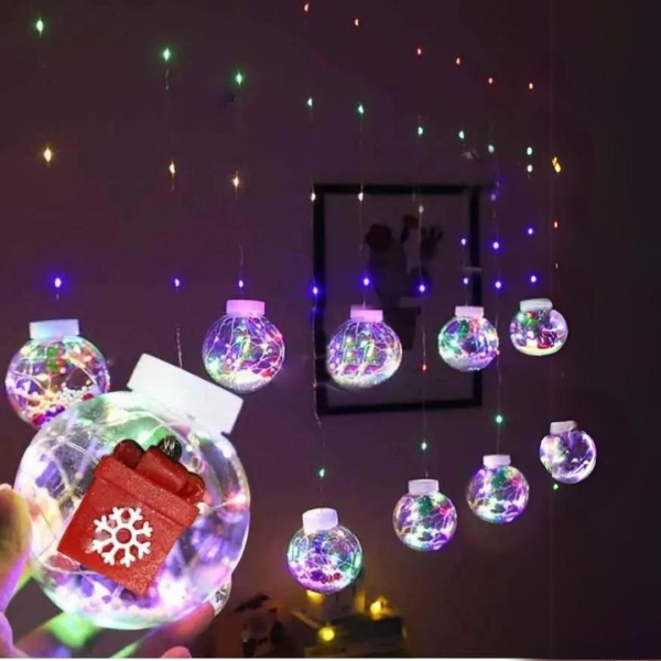 Світлодіодна гірлянда-бахрома з великими кулями