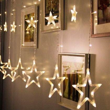 Гірлянда зірка - кольорова та жовта з пультом